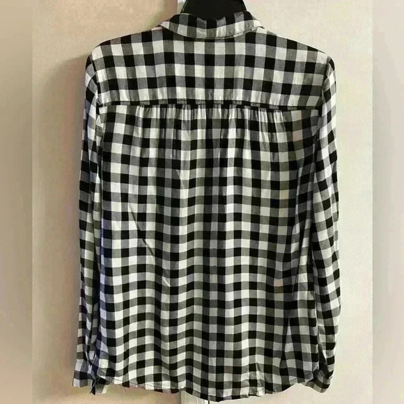 Madewell blouse gingham checkered crossover long sleeve Medium - Picture 5 of 7